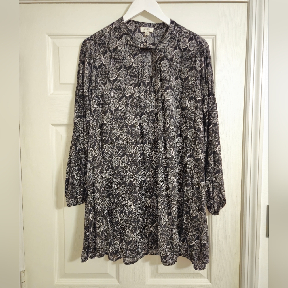 Umgee black & white mini dress boho hippie size small